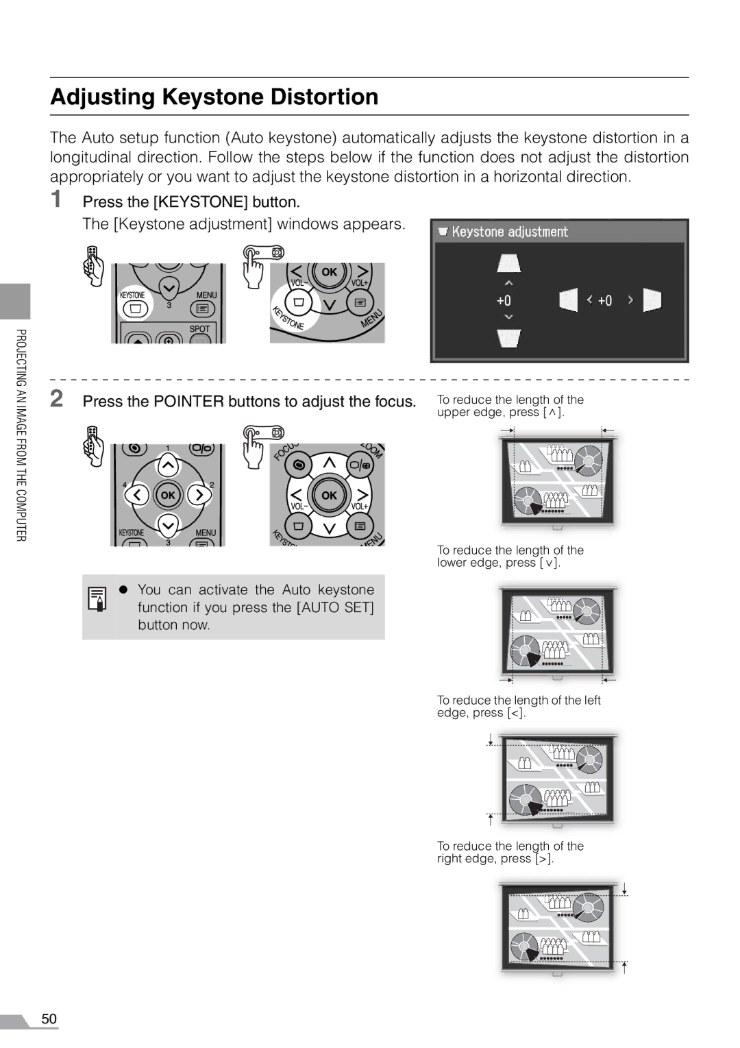 Canon SX7, X700 manual Adjusting Keystone Distortion 