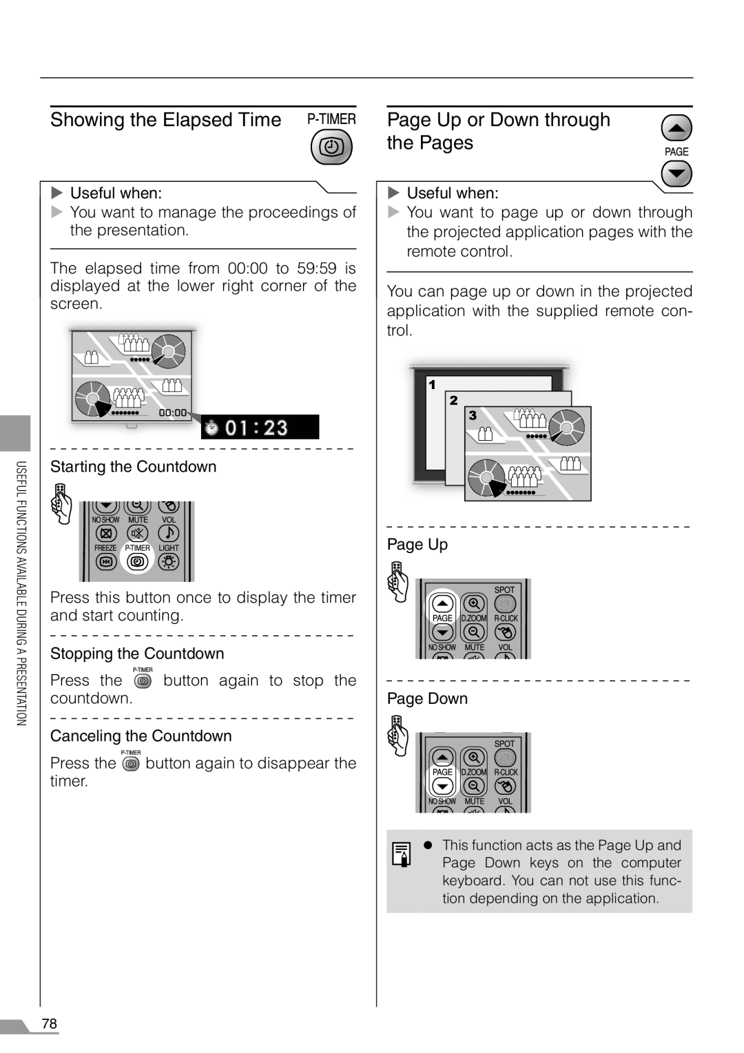 Canon SX7, X700 manual Showing the Elapsed Time, Up or Down through the Pages 