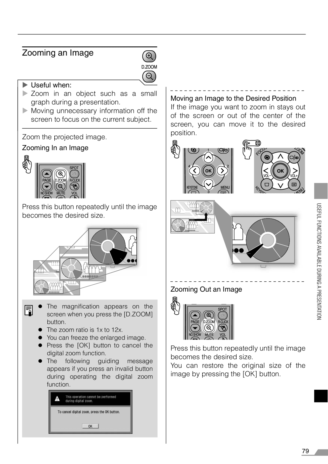 Canon X700, SX7 manual Zooming an Image 