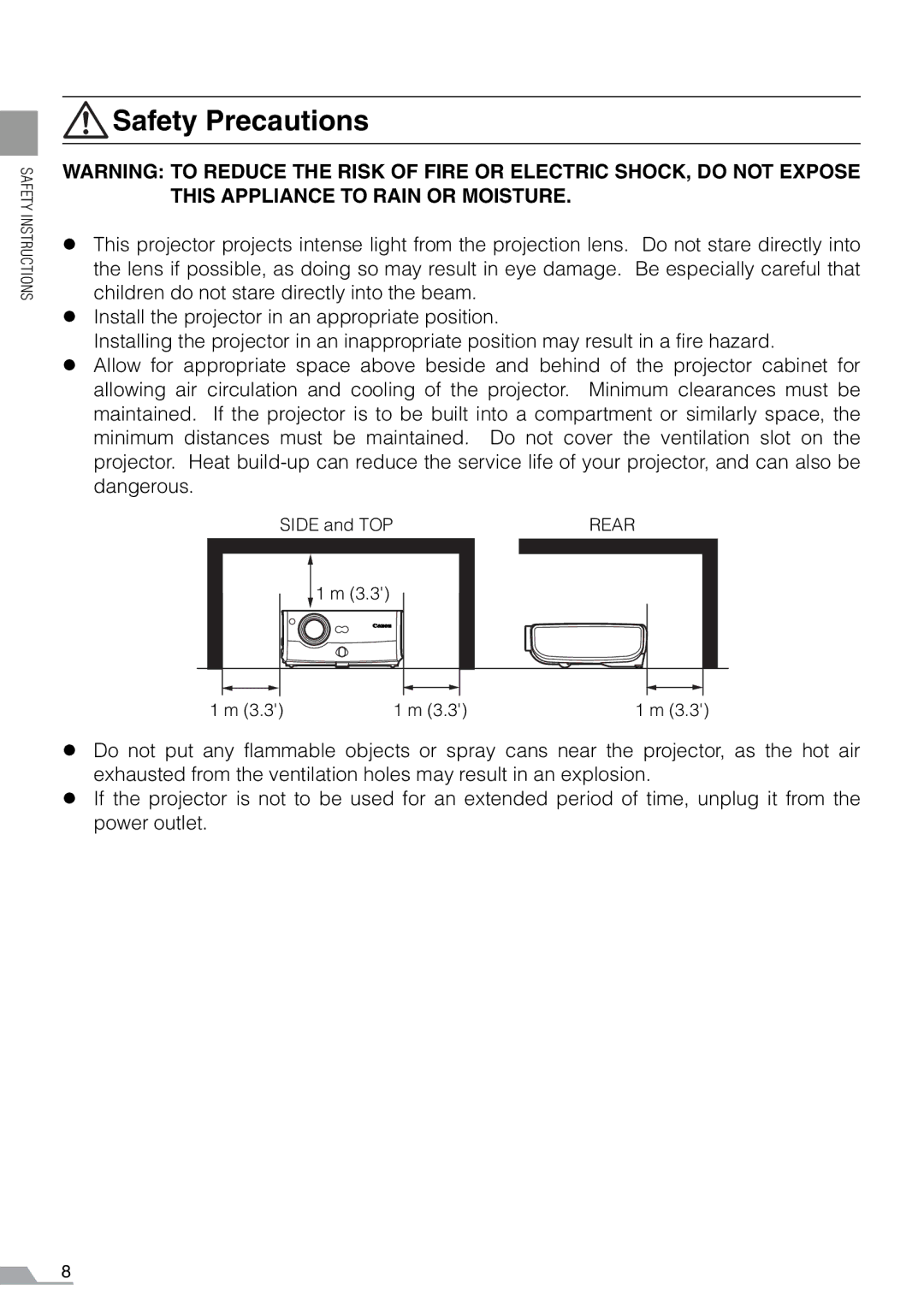 Canon SX7, X700 manual Safety Precautions 