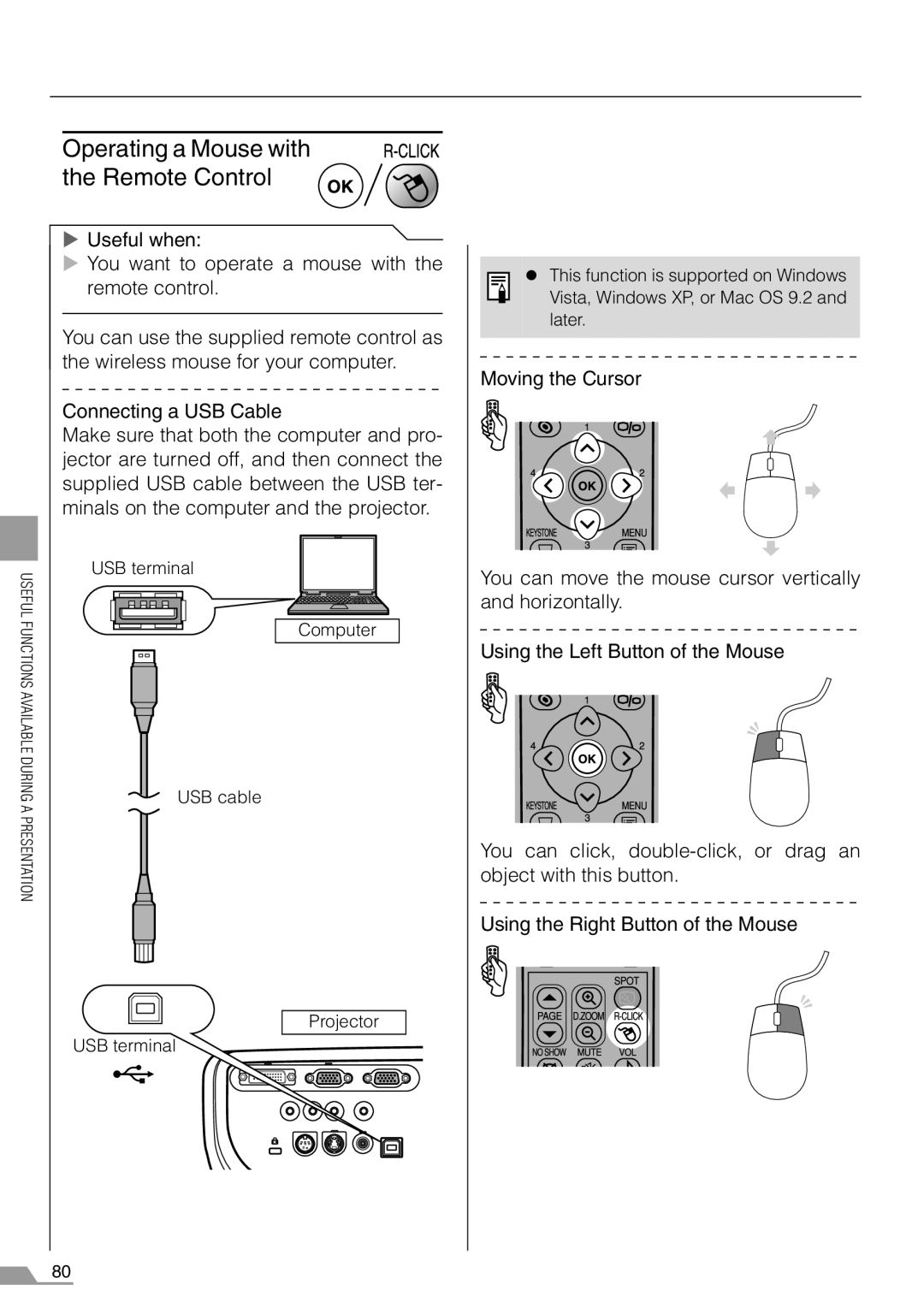 Canon SX7, X700 manual Operating a Mouse with the Remote Control 