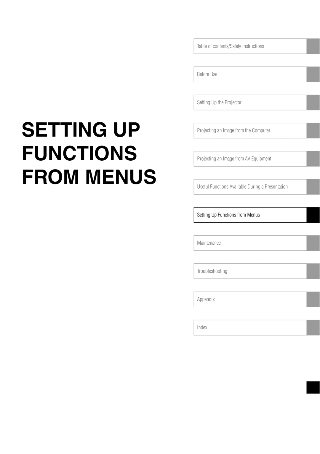 Canon X700, SX7 manual Setting UP Functions from Menus 