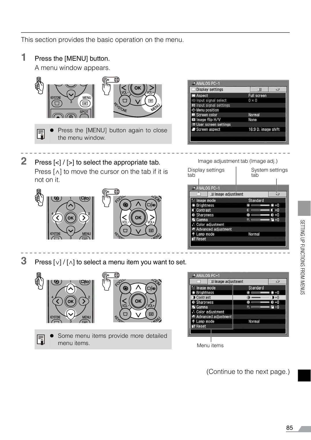 Canon X700, SX7 manual Continue to the next 