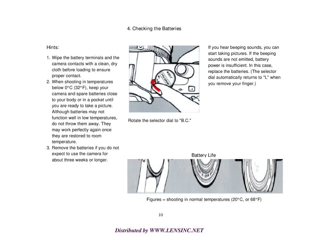 Canon T50 manual Hints, Checking the Batteries, Battery Life 