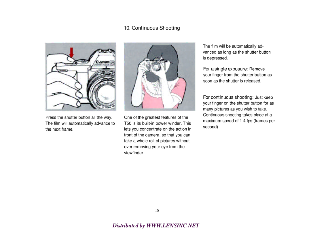 Canon T50 manual Continuous Shooting 