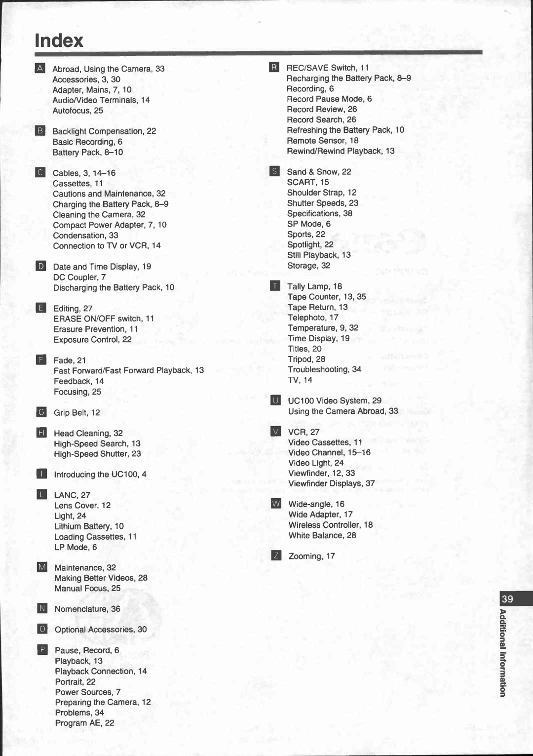 Canon UC 100 manual 