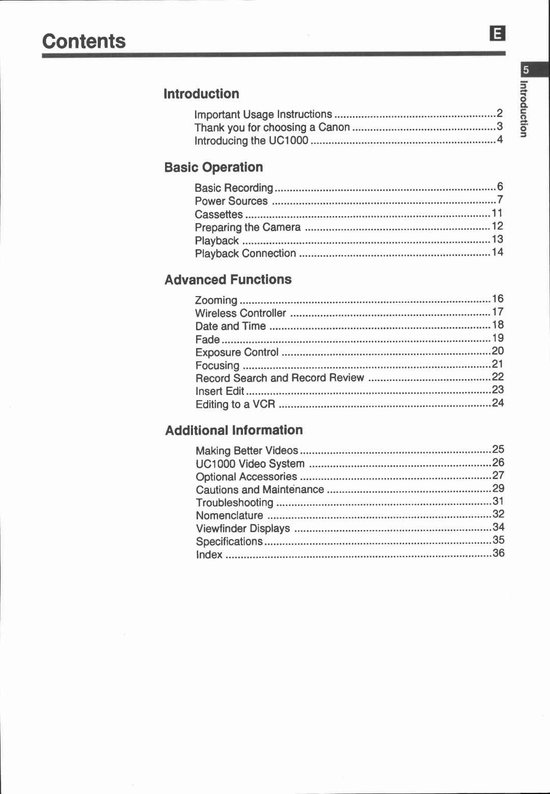 Canon UC 1000 manual 