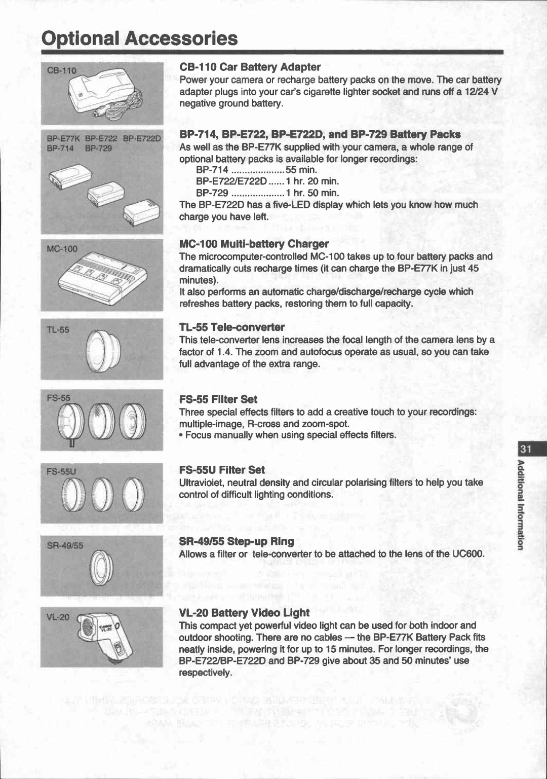 Canon UC 600 manual 