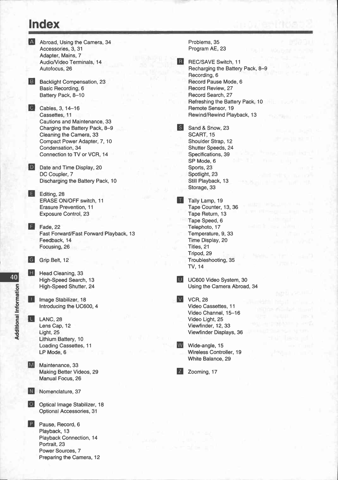 Canon UC 600 manual 