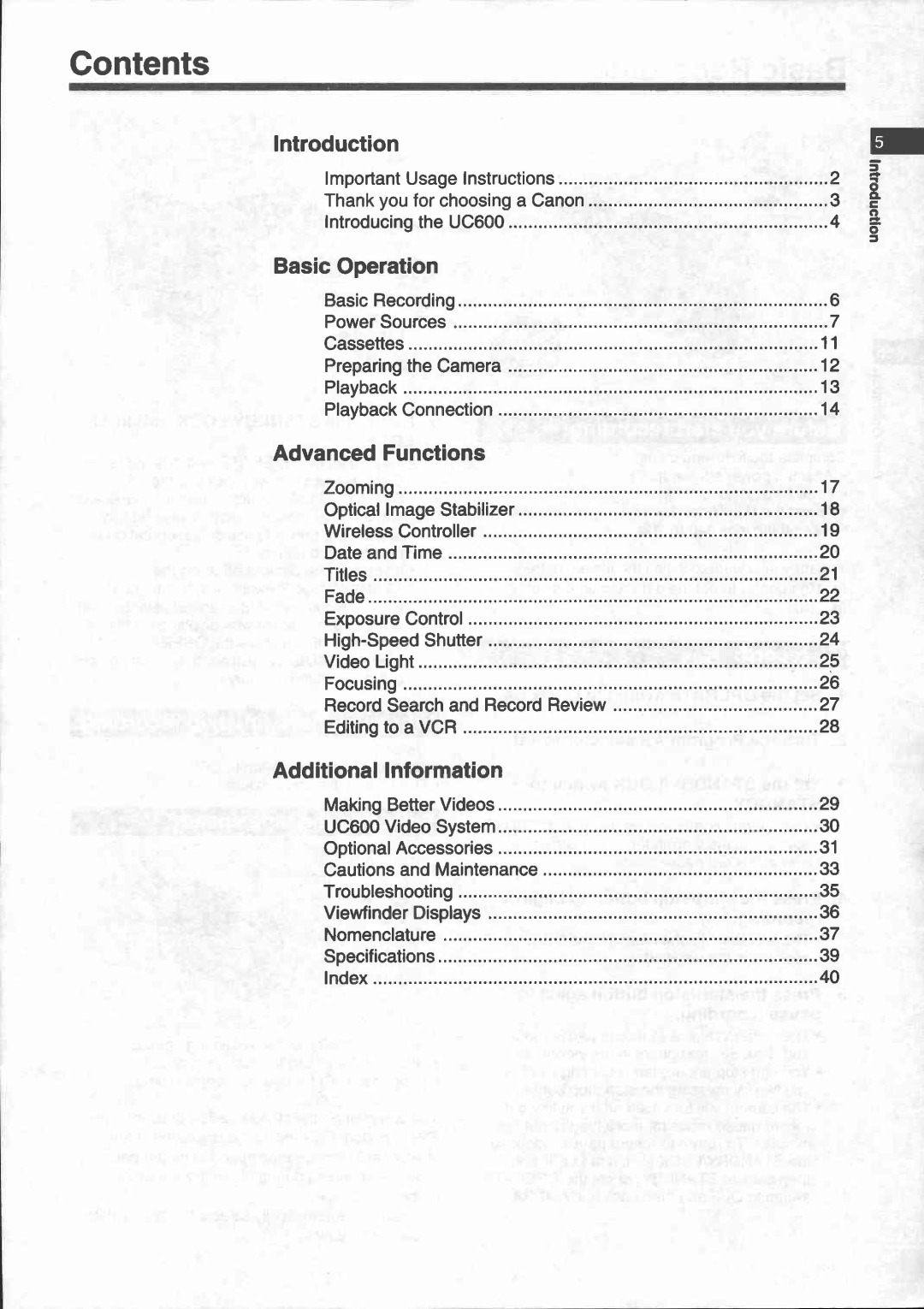 Canon UC 600 manual 