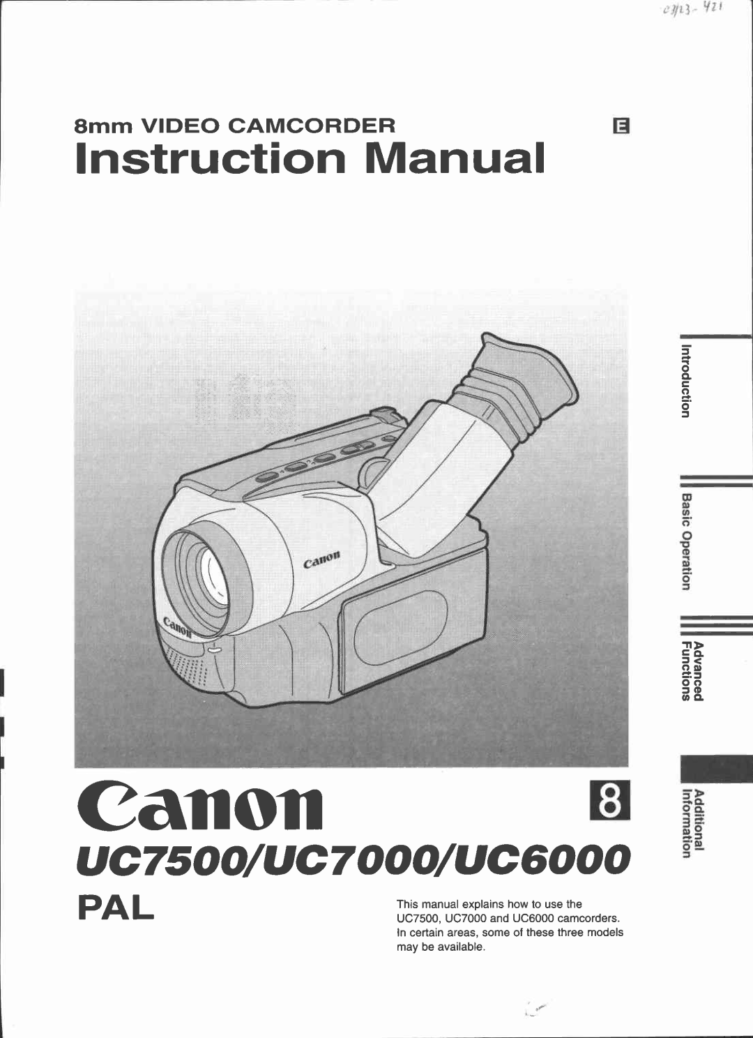 Canon UC 6000, UC 7000, UC 7500 manual 