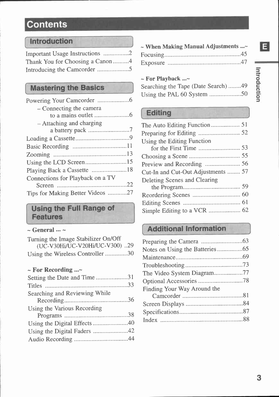 Canon UC V 200, UC-V20, UC-V30, UC V 300 manual 