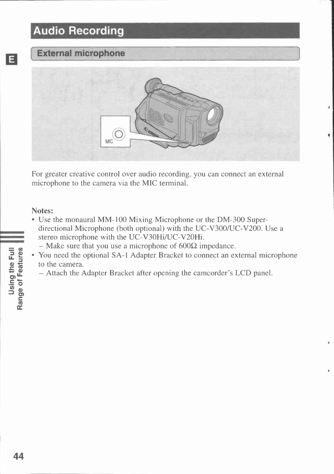 Canon UC-V20, UC-V30, UC V 300, UC V 200 manual 