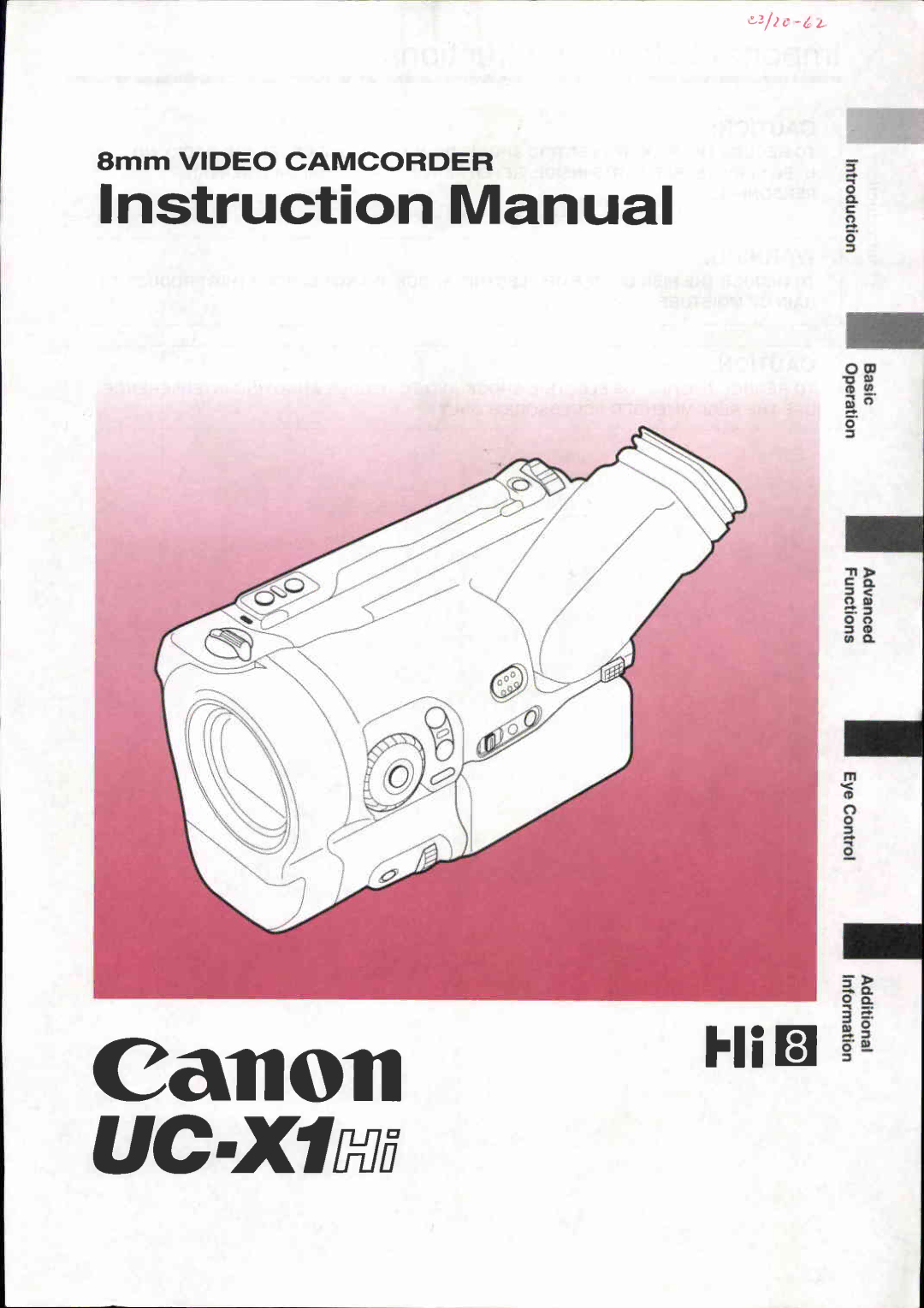 Canon UC X 1 Hi manual 