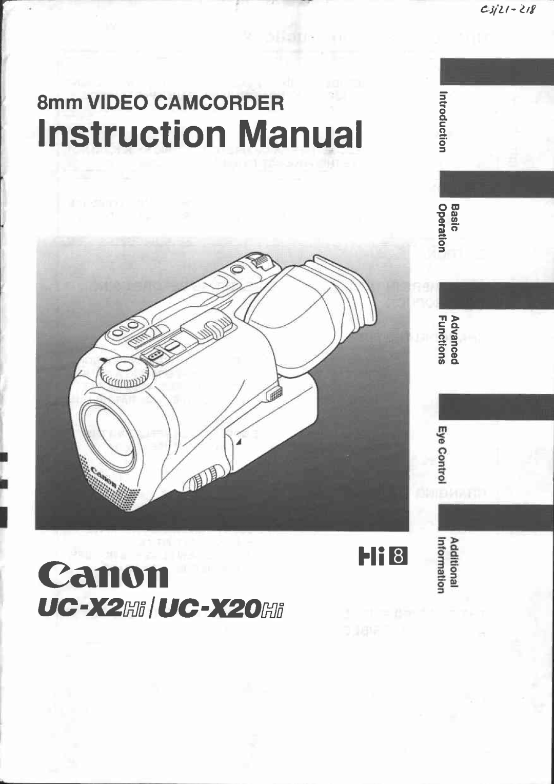 Canon UC-X20 manual 