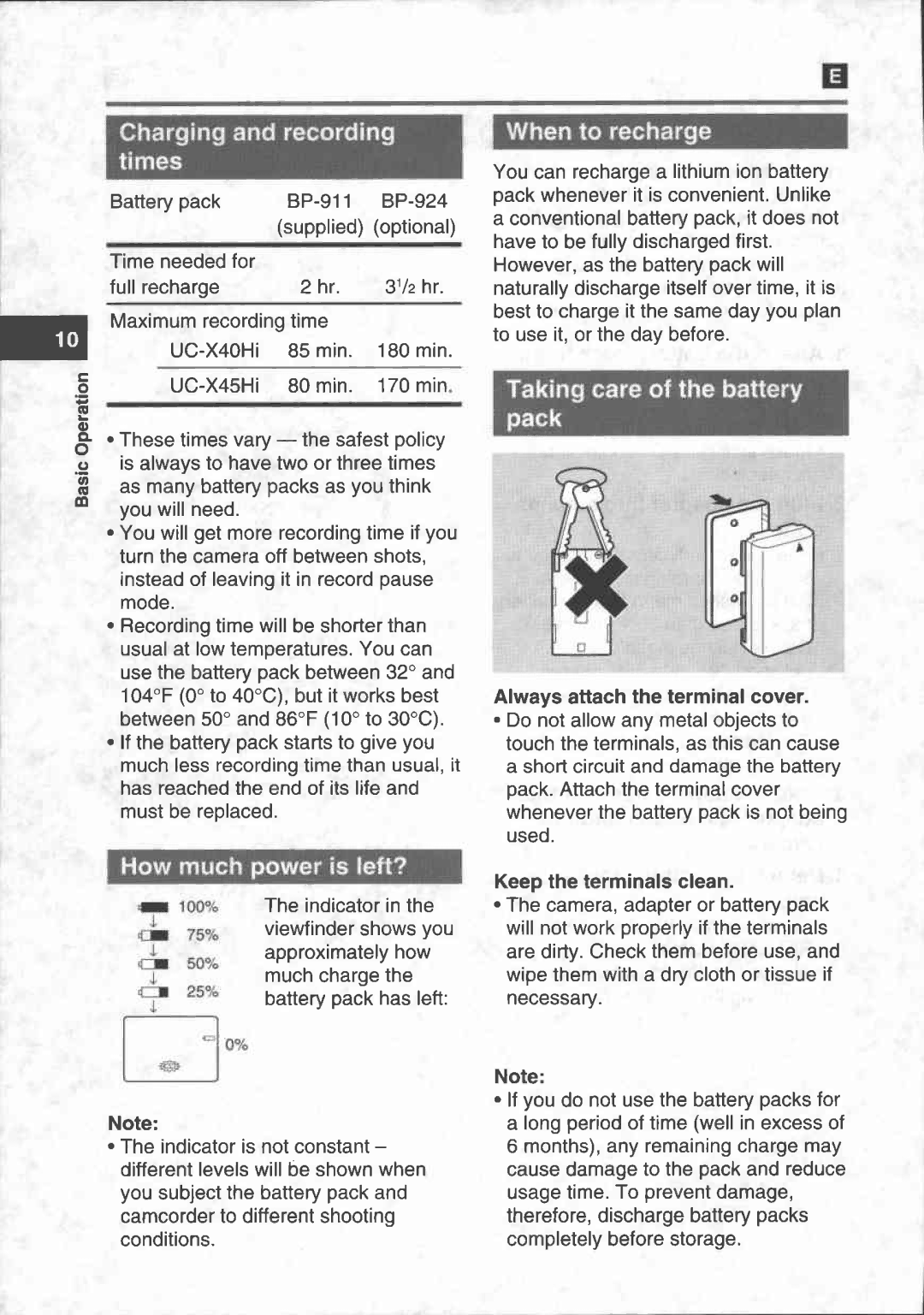 Canon UC-X45, UC-X40 manual 