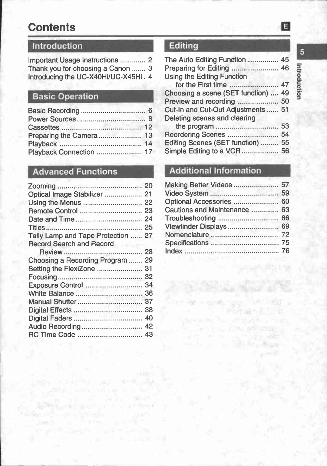 Canon UC-X40, UC-X45 manual 