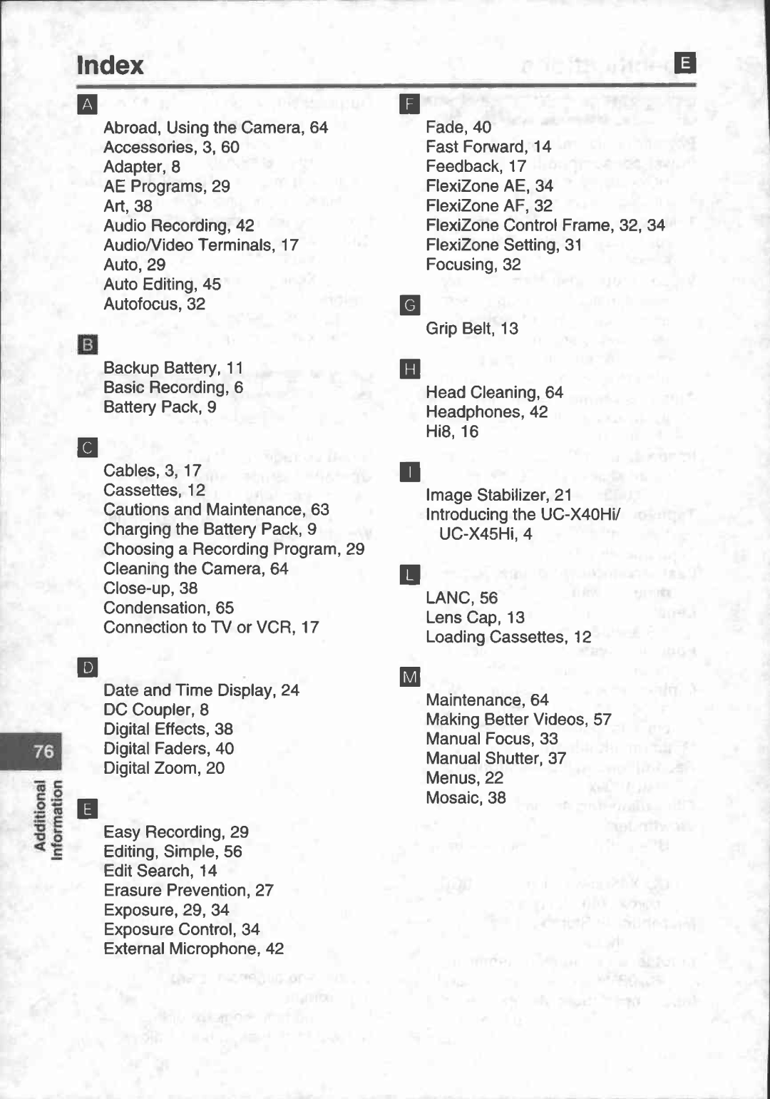 Canon UC-X45, UC-X40 manual 