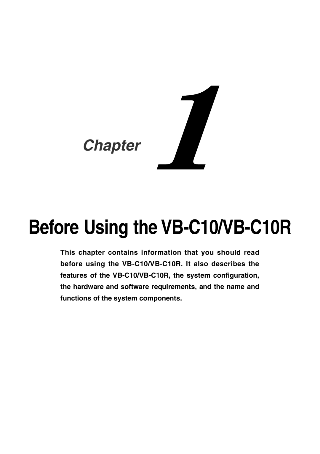 Canon user manual Before Using the VB-C10/VB-C10R 