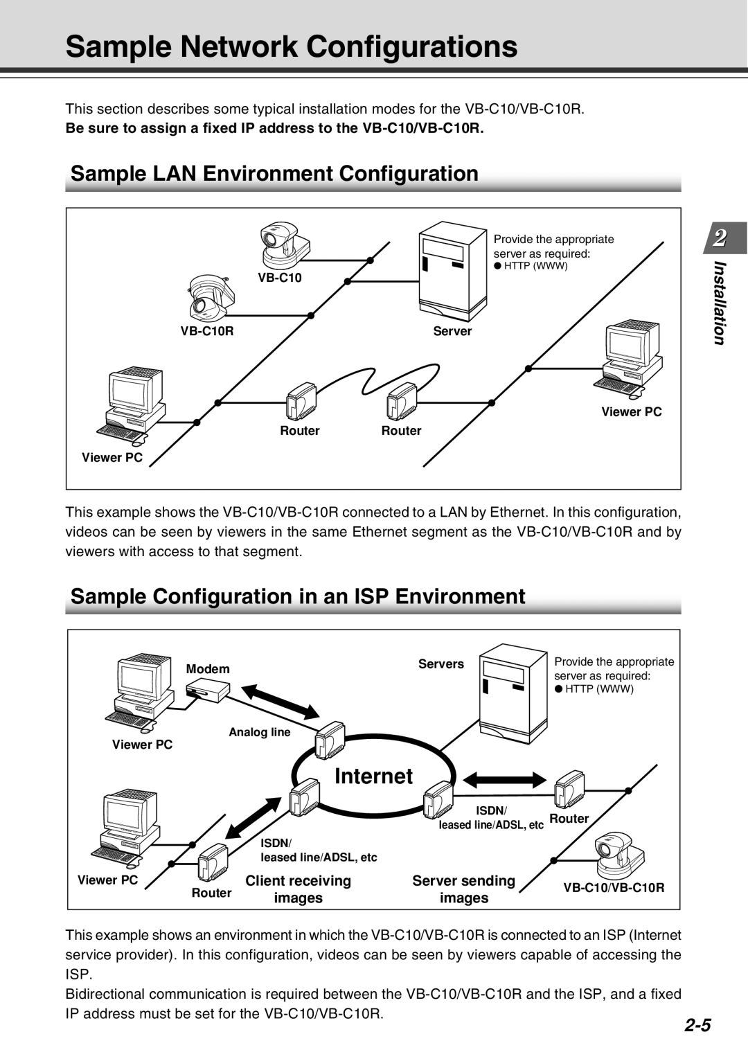 Canon VB-C10R user manual Sample Network Configurations, Sample LAN Environment Configuration, Internet 