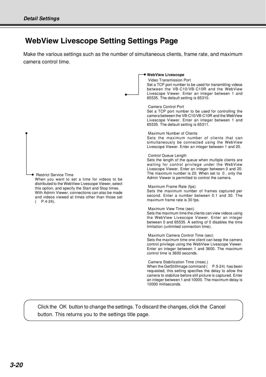 Canon VB-C10R user manual WebView Livescope Setting Settings 