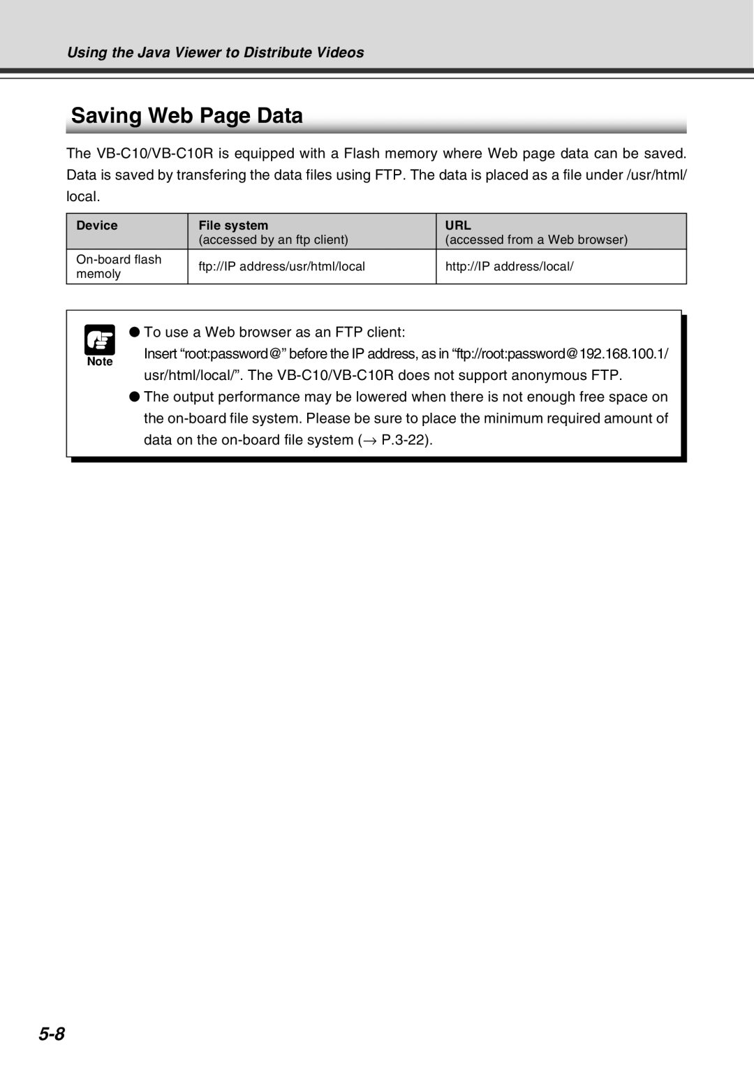 Canon VB-C10R user manual Saving Web Page Data, Device File system 