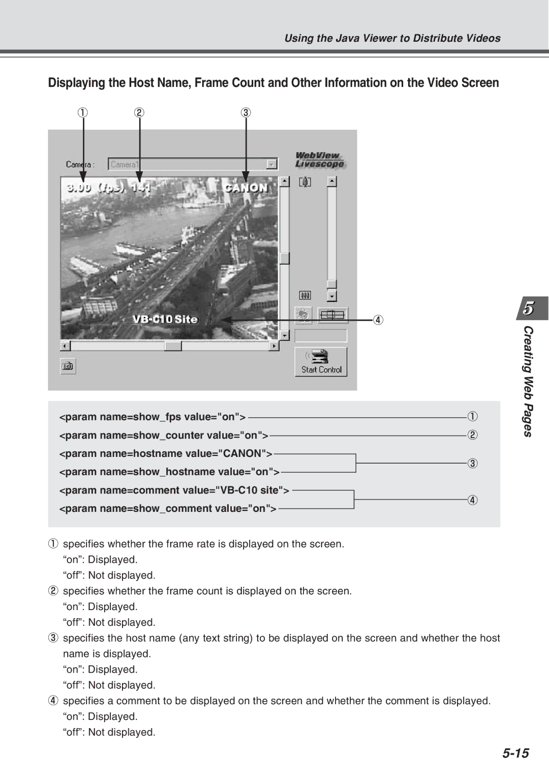 Canon VB-C10R user manual Creating Web Pages 