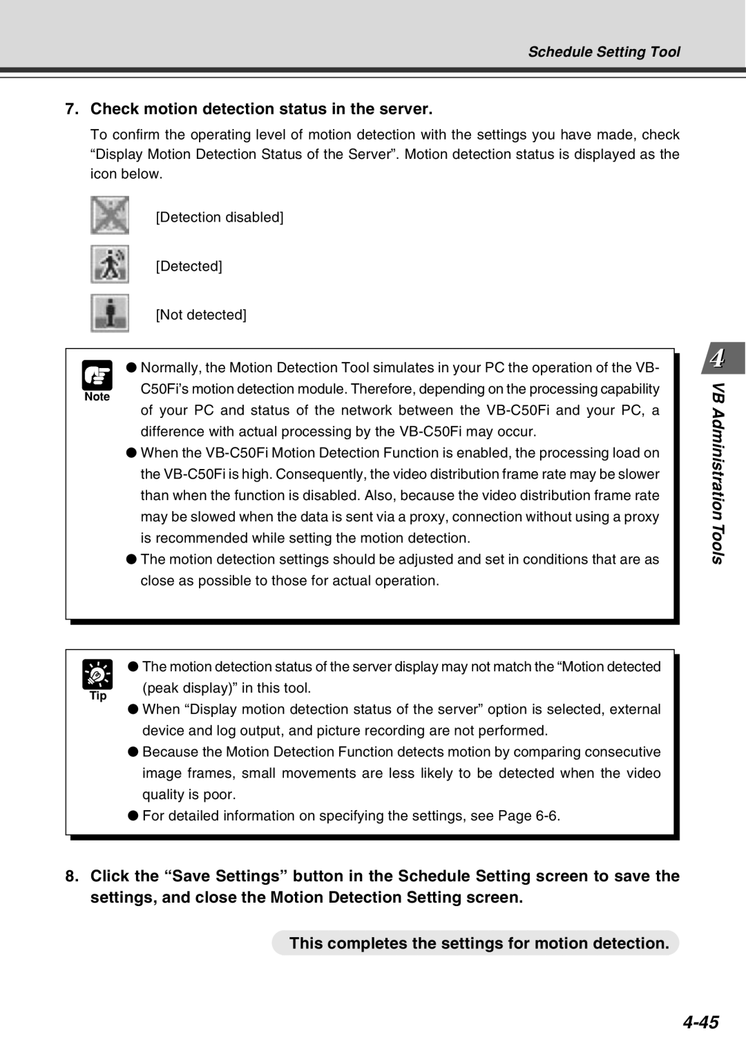 Canon Vb-C50fi user manual Check motion detection status in the server 