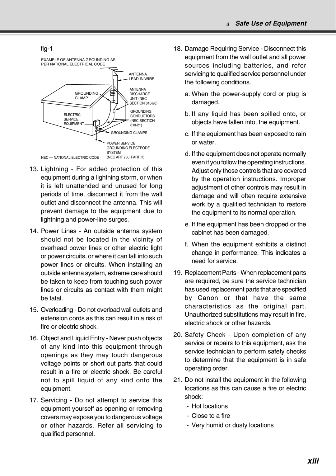 Canon Vb-C50fi user manual Xiii 