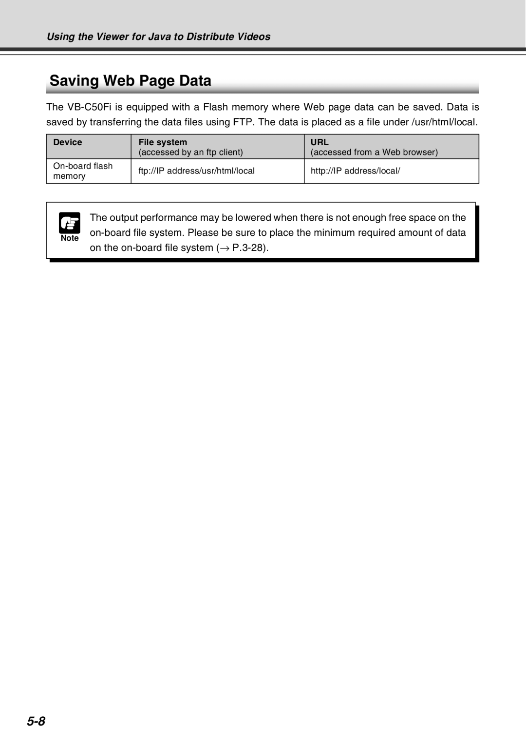 Canon Vb-C50fi user manual Saving Web Page Data, Device File system 