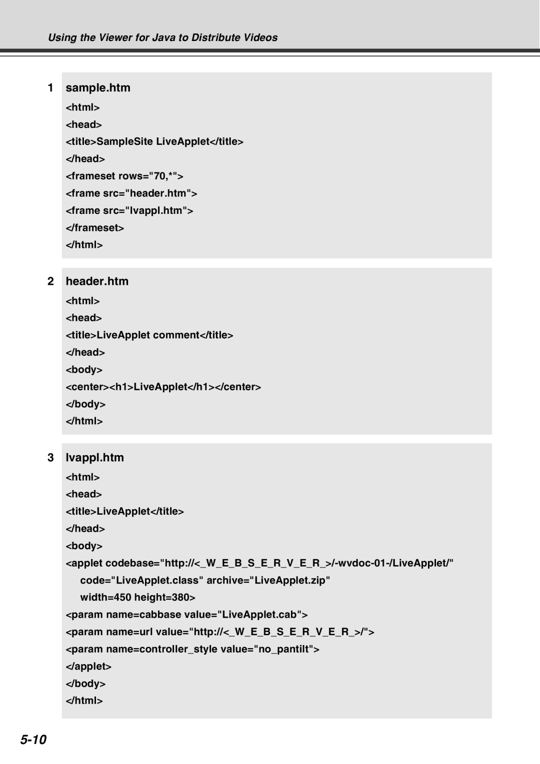 Canon Vb-C50fi user manual Sample.htm, Header.htm, Lvappl.htm 