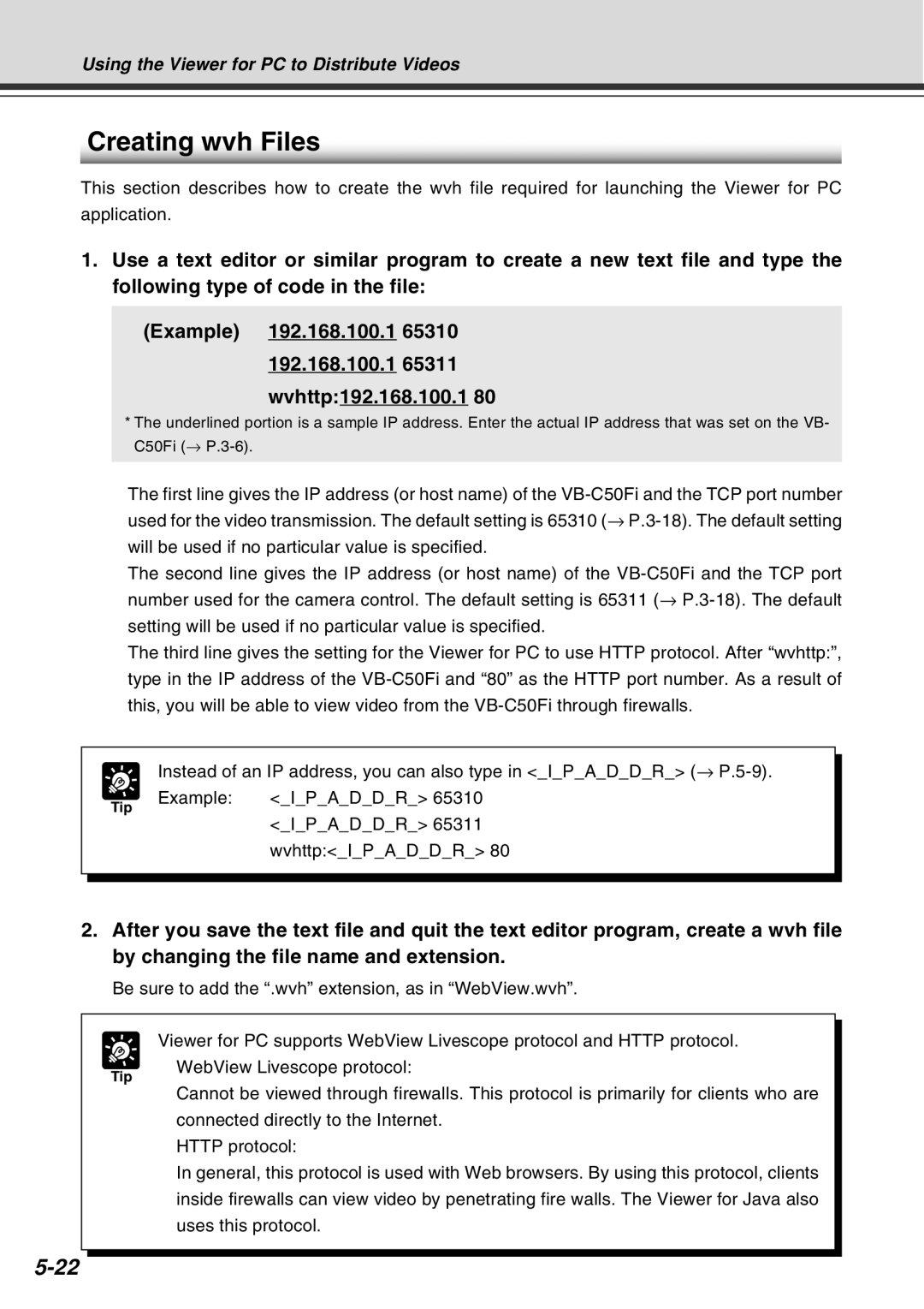 Canon Vb-C50fi user manual Creating wvh Files 