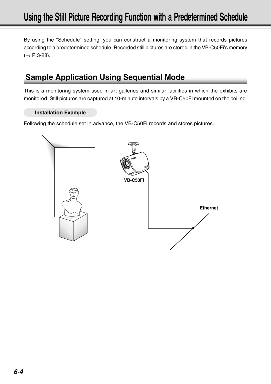 Canon Vb-C50fi user manual Sample Application Using Sequential Mode, Installation Example, VB-C50Fi Ethernet 