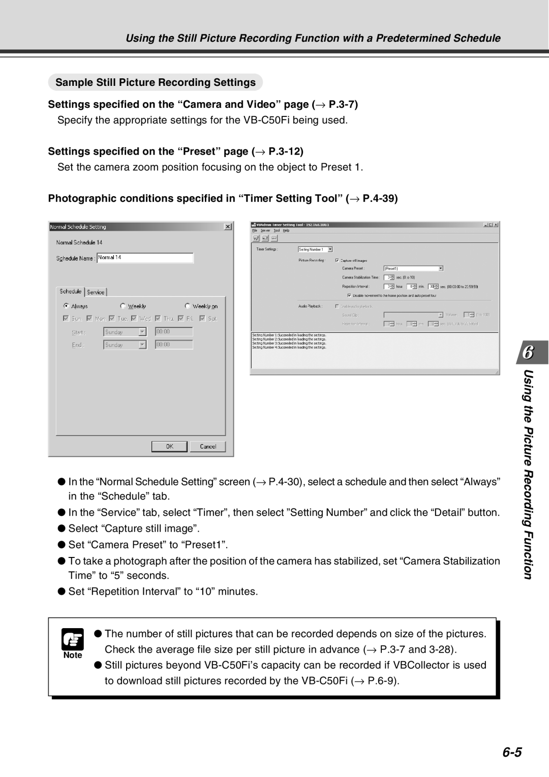 Canon Vb-C50fi user manual Using Picture Recor ding Function 