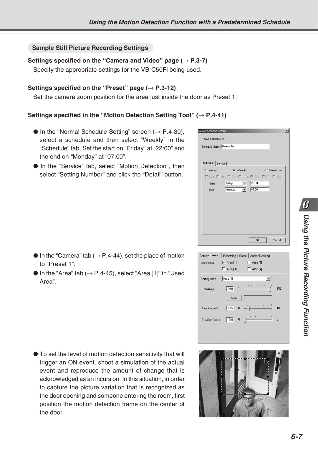 Canon Vb-C50fi user manual Using Picture Recor ding Function 