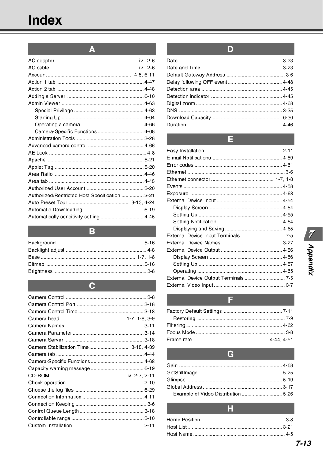 Canon Vb-C50fi user manual Index, Cd-Rom 