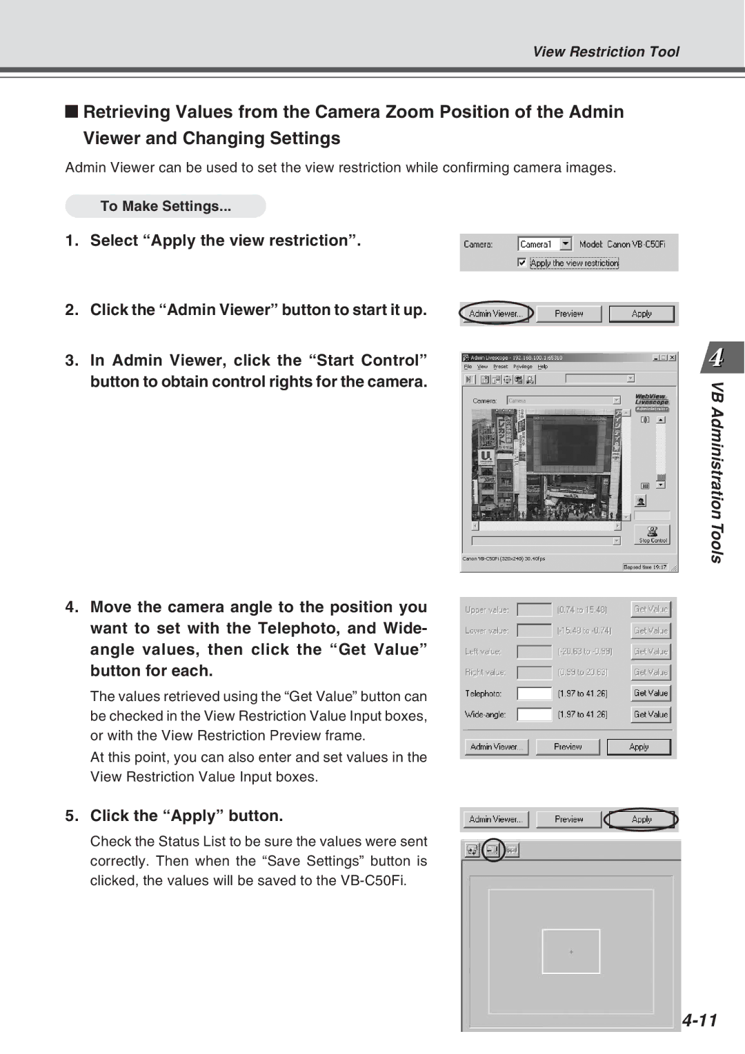 Canon Vb-C50fi user manual VB Administration Tools 