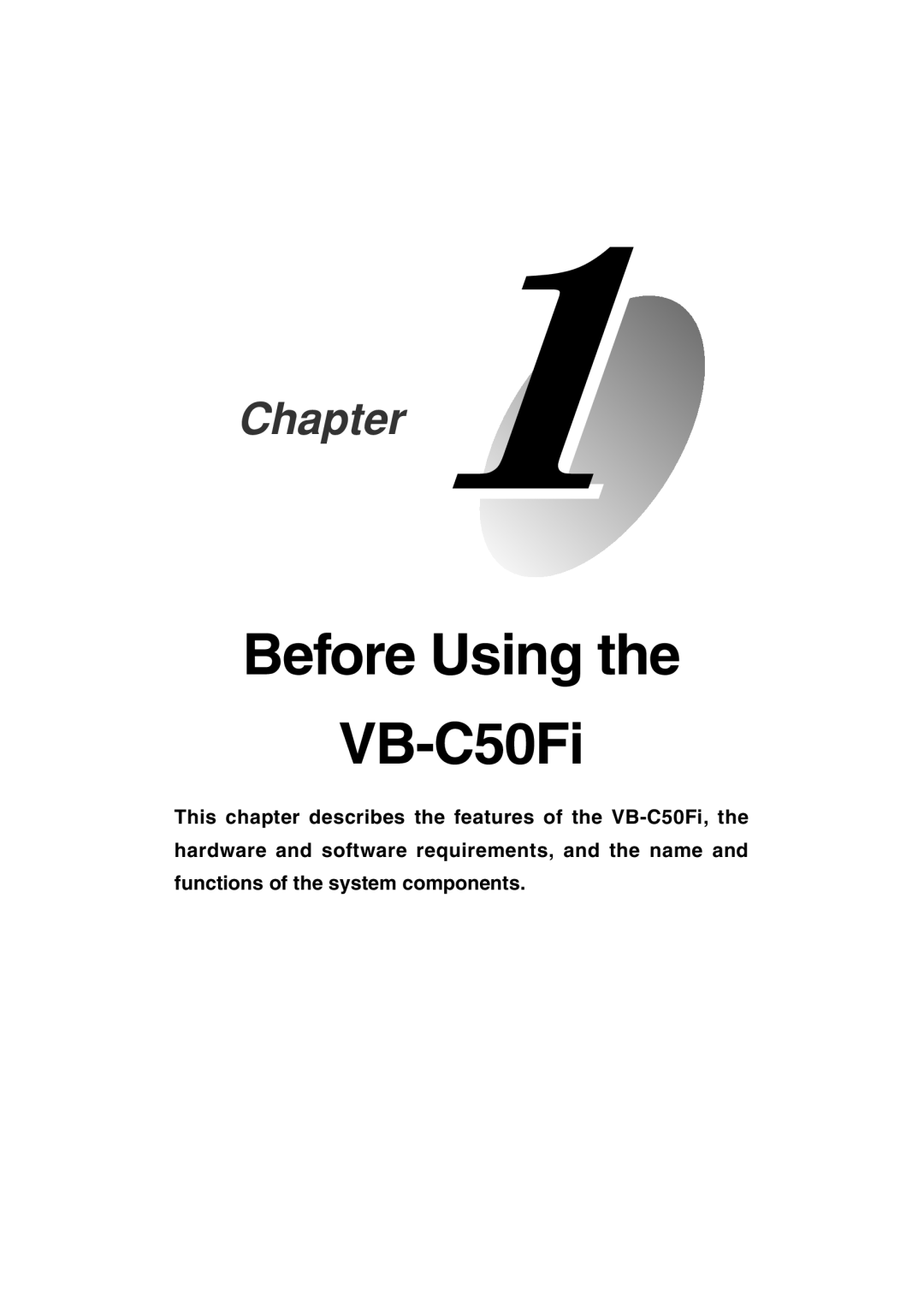 Canon Vb-C50fi user manual Before Using the VB-C50Fi, Chapter 