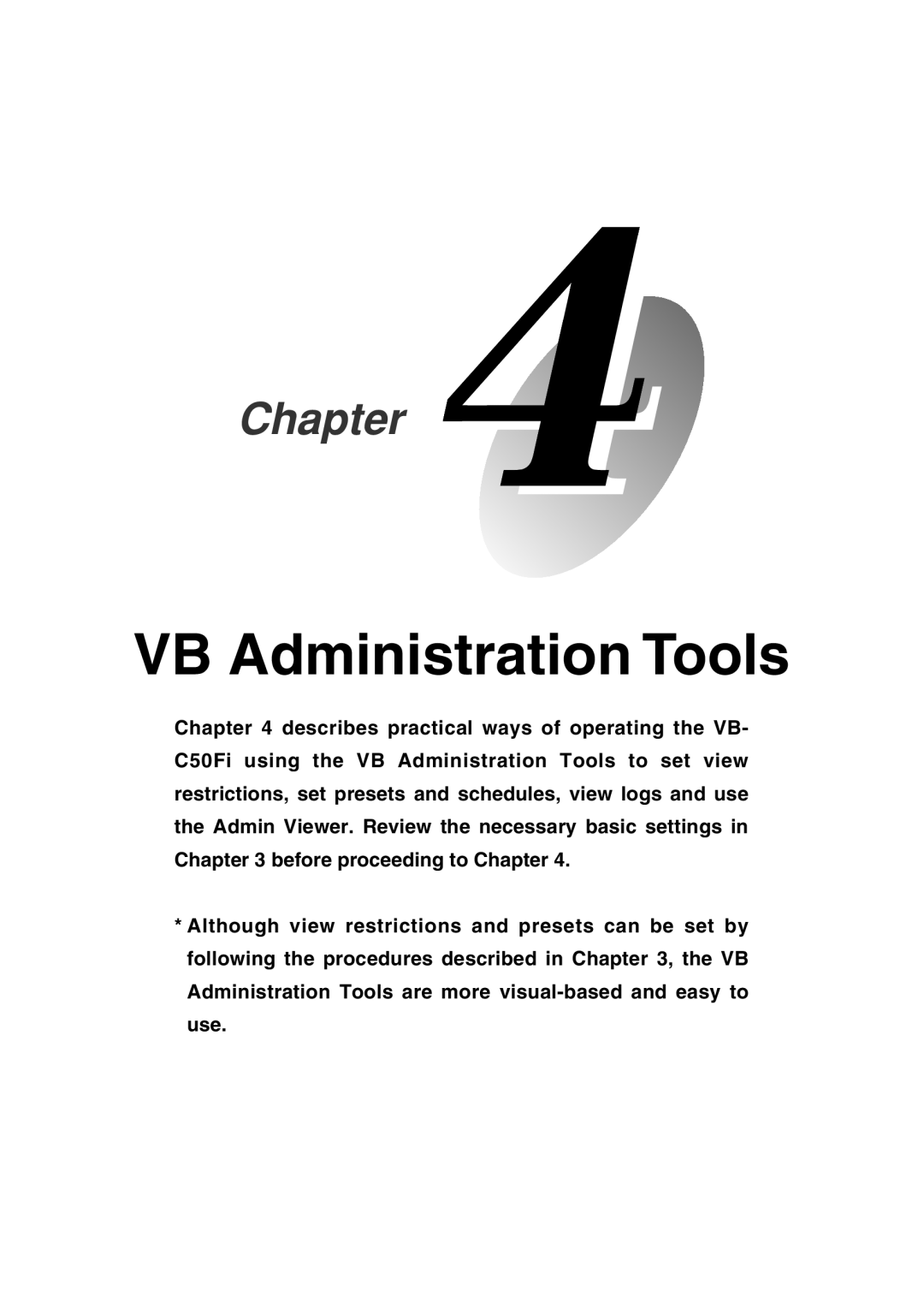 Canon Vb-C50fi user manual VB Administration Tools, Chapter 