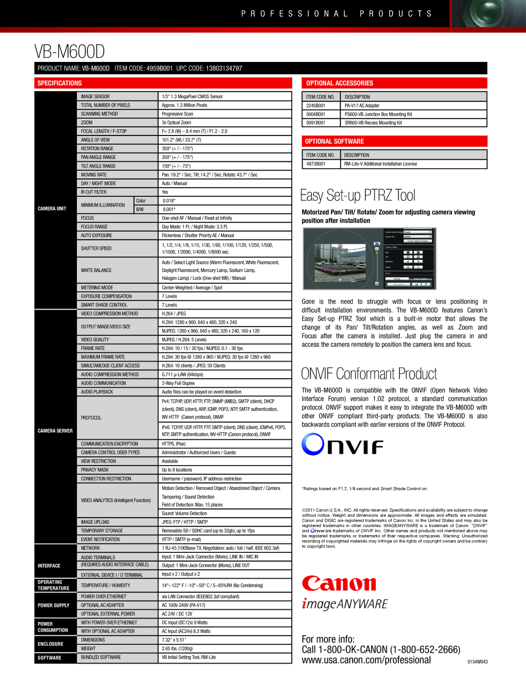 Canon VB-M600D manual 