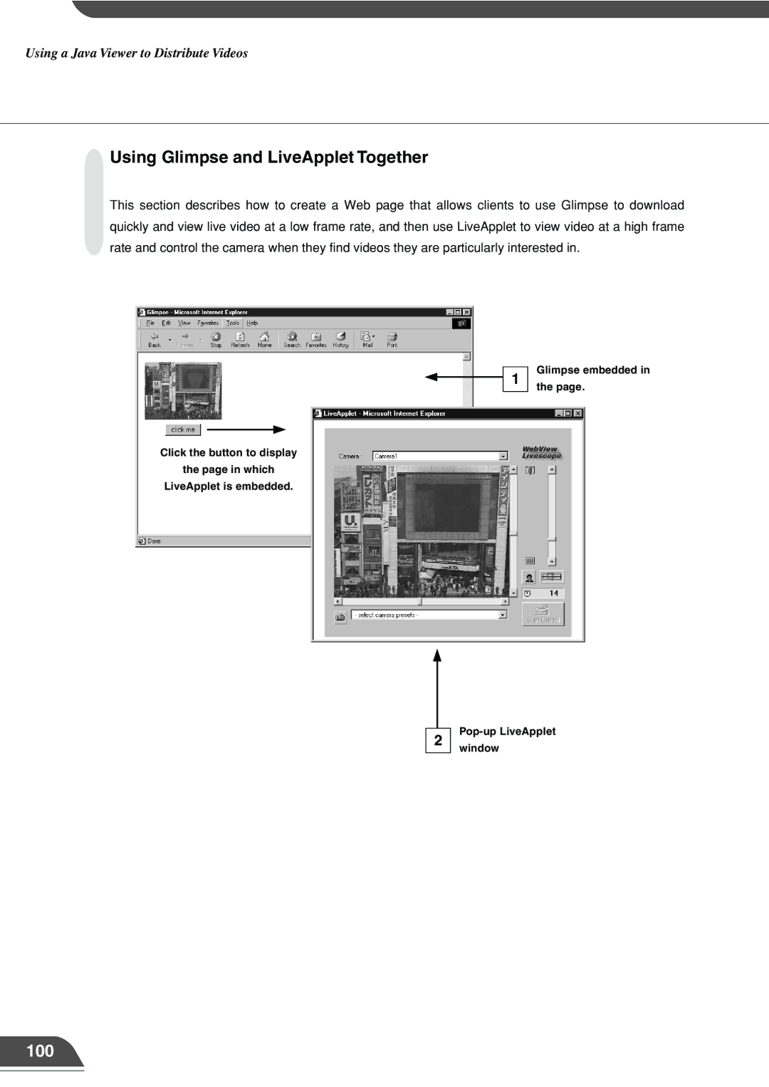 Canon VB101 appendix Using Glimpse and LiveApplet Together, 100 