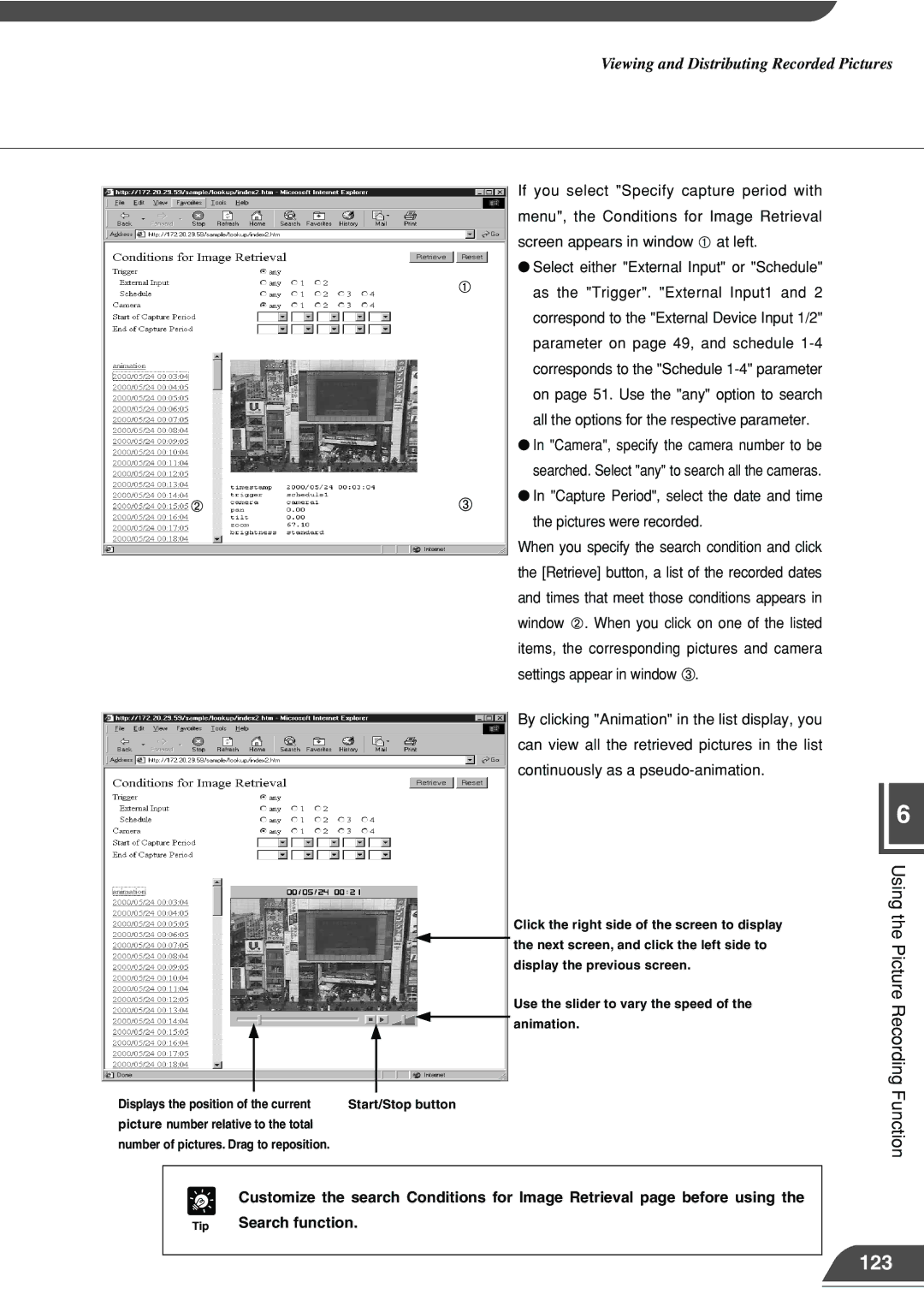 Canon VB101 appendix 123, Search function 