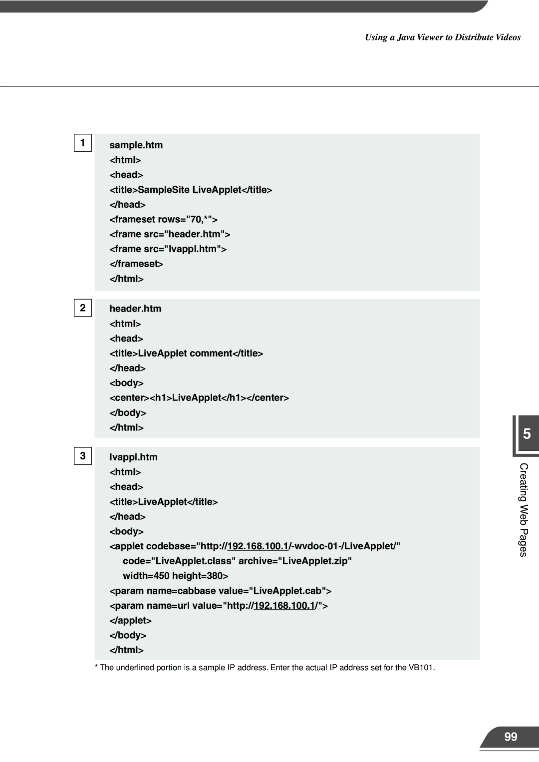 Canon VB101 appendix Creating Web Pages 