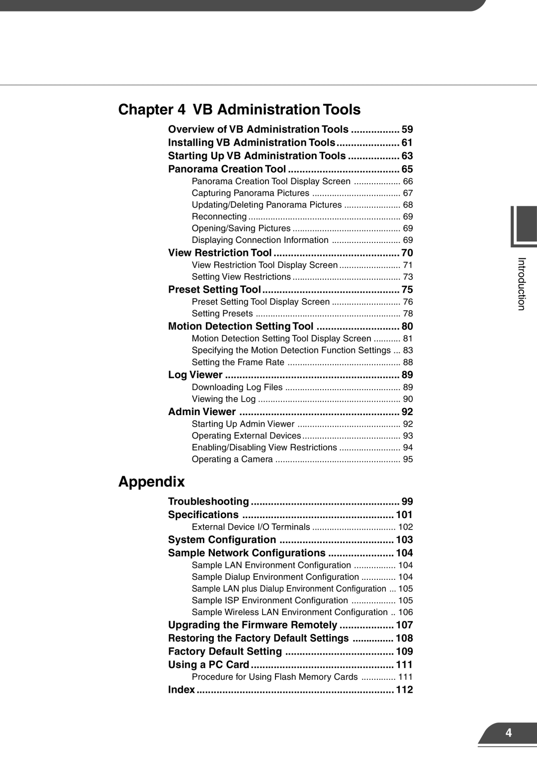 Canon VB150 appendix 101, 103, 104, 107, 108, 109, 111, 112 