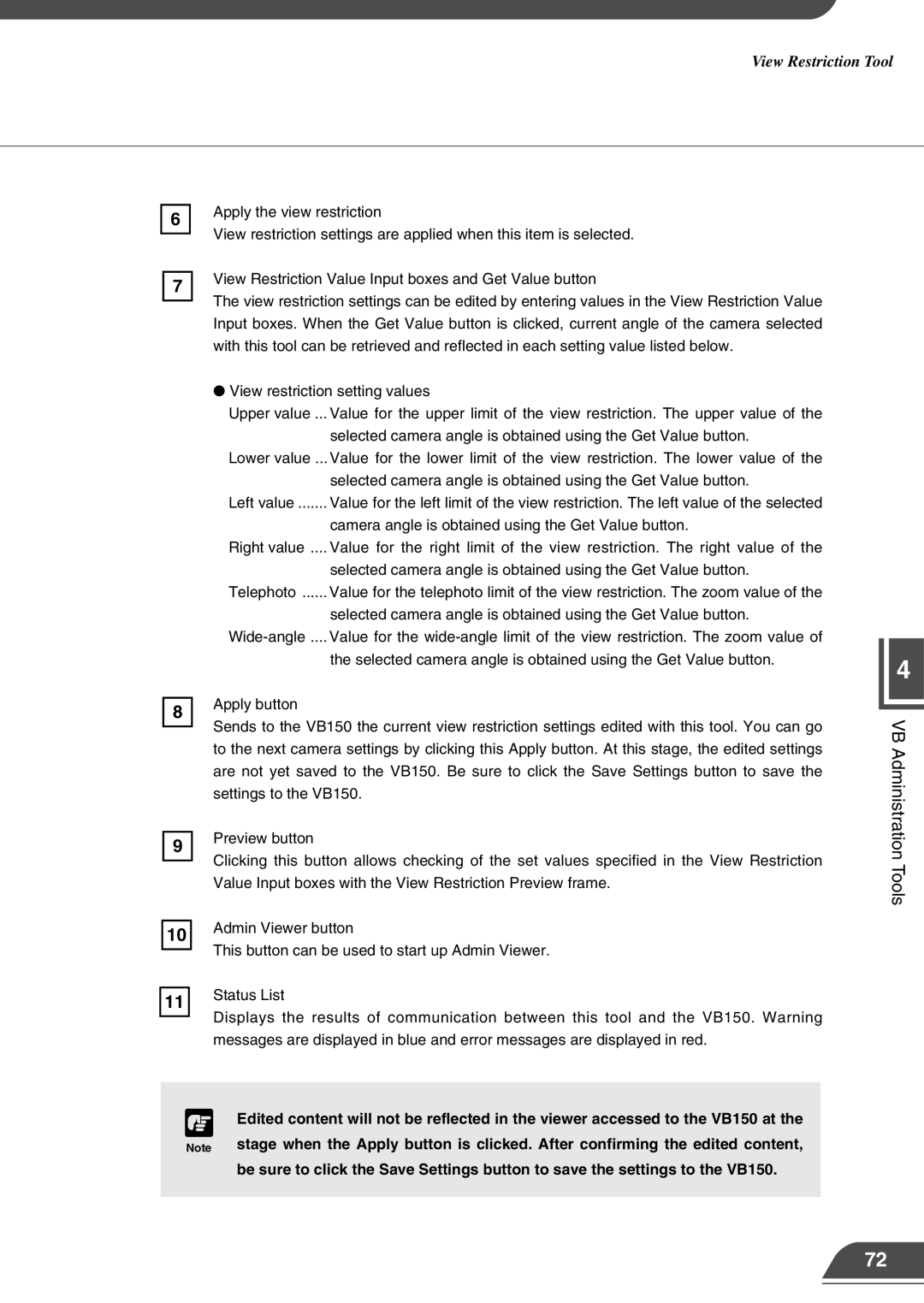 Canon VB150 appendix View Restriction Tool 