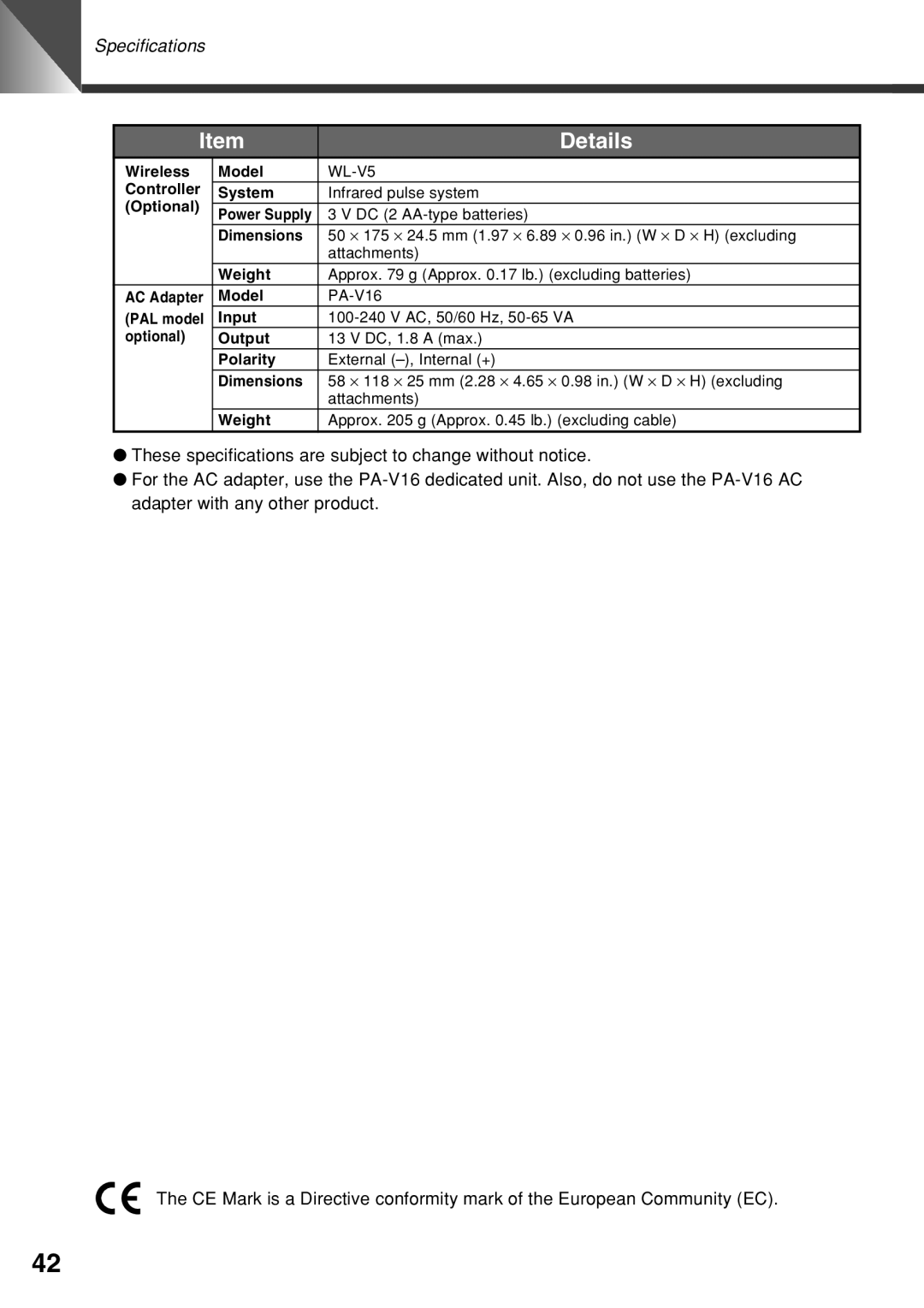 Canon VC-C50i instruction manual Specifications 