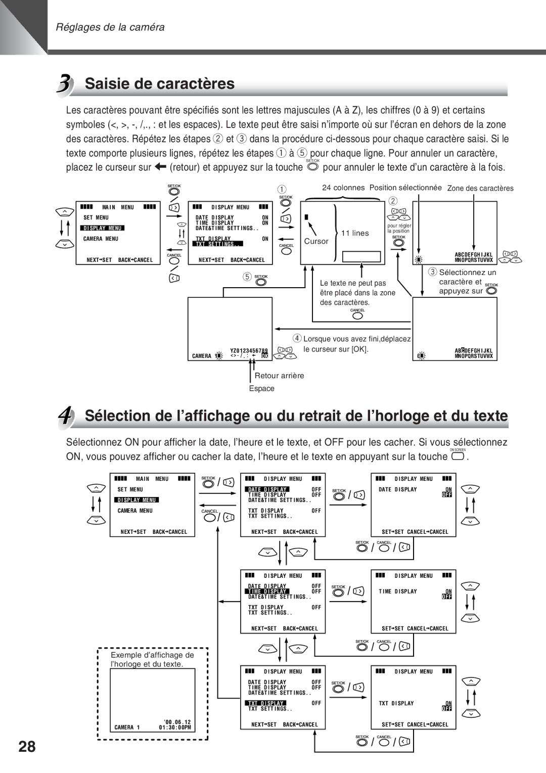 Canon VC-C50IR, VC-C50i instruction manual Saisie de caractères, Le curseur sur OK 