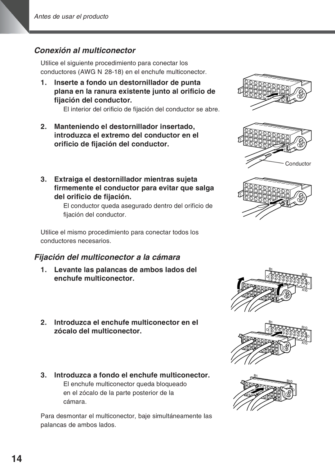 Canon VC-C50i, VC-C50IR instruction manual Conexión al multiconector, Fijación del multiconector a la cámara 