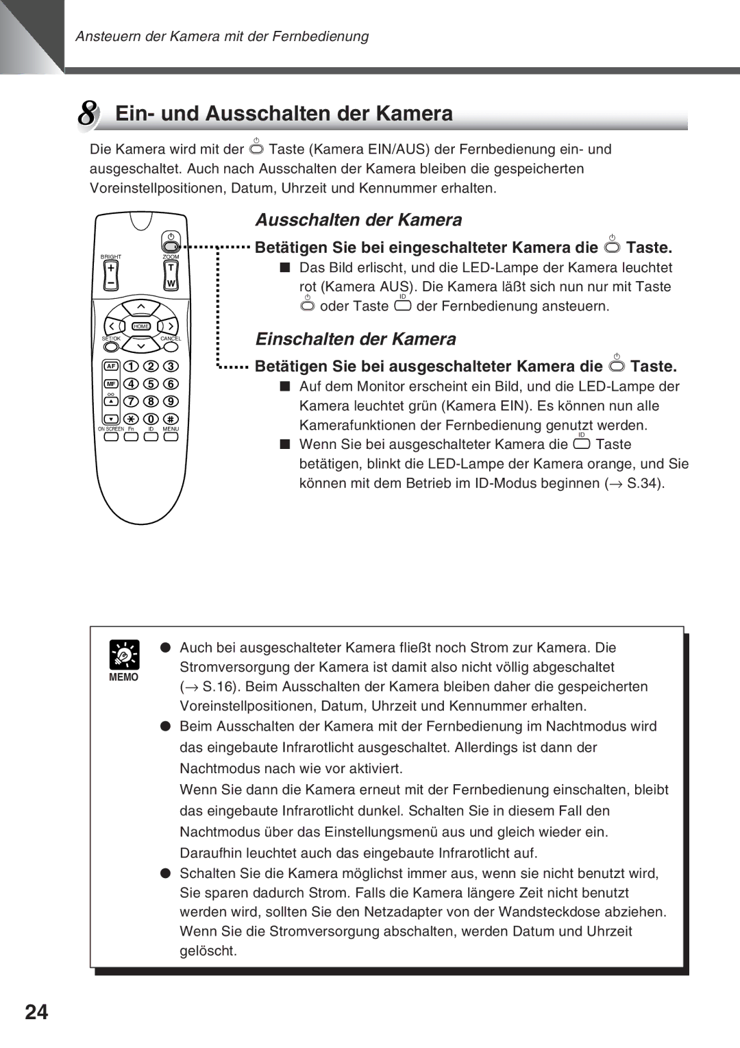 Canon VC-C50IR, VC-C50i instruction manual Ein- und Ausschalten der Kamera, Einschalten der Kamera 