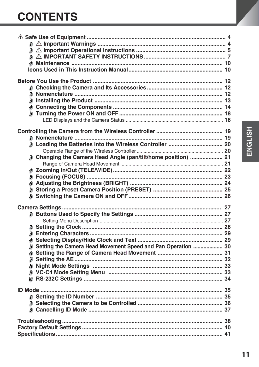 Canon VC-C50i, VC-C50IR instruction manual Contents 